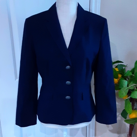Ann Taylor,  LOFT, Nvy Wool Blend 3 Button Blazer Size 6 - Picture 1 of 11